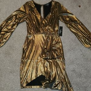 Gold long sleeve mini dress
